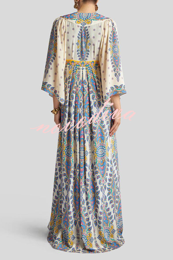 Unique Printed V-Neck Loose Elegant Maxi Dress