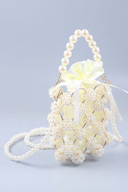 Metal Craft Hand-woven Hollow Pearl Bucket Bag