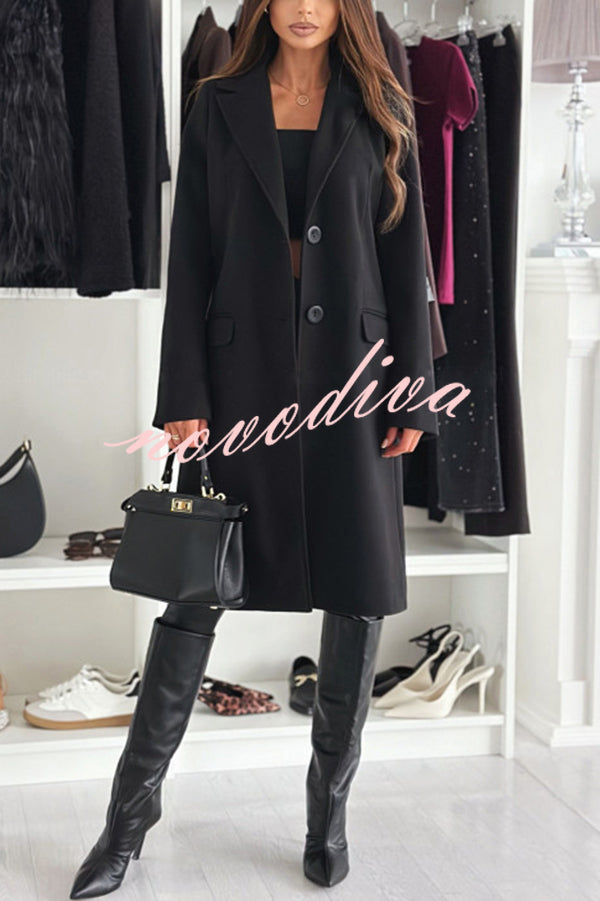 Fashionable Casual Lapel Long Sleeve Single Breasted Loose Coat