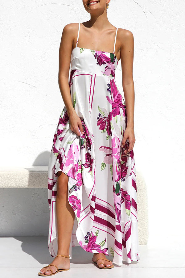 Bailey Unique Print Back Smocked A-line Slip Maxi Dress