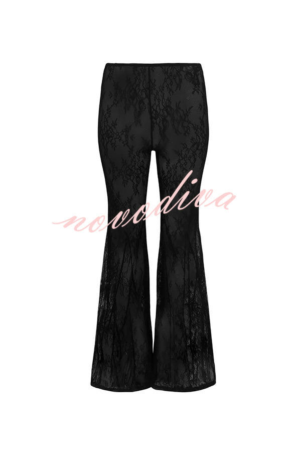 Feel Confident and Sexy Lace Elastic Waist Fishtail Hem Stretch Pants