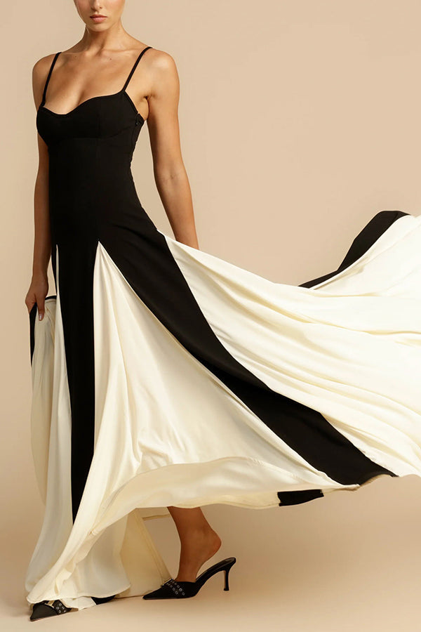 Timeless Elegance Panelled Tulle A-line Slip Maxi Dress