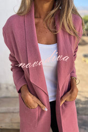 Warmth on Stylish Lapel Mid-length Pocket Knit Cardigan Coat