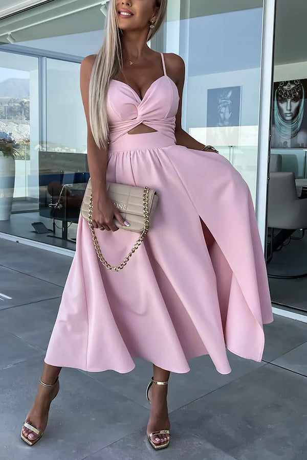 Florida Keys Cutie Pocketed Cutout Slit Midi Dress