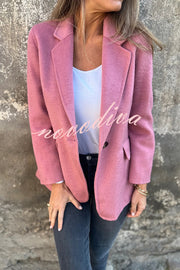 Daytime Perfection Faux Wool Lapel Button Relaxed Blazer