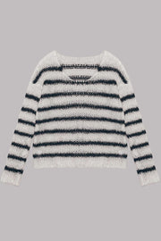 Time for Warmer Layers Fluffy Stripes Relaxed Knit Sweater