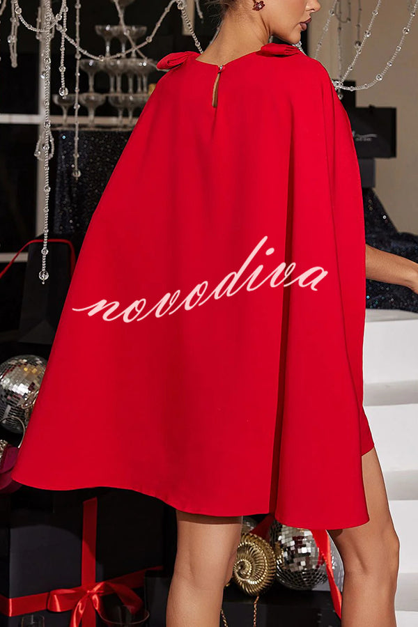 Dear Me Bow Detail Cape Pocket H-line Mini Dress