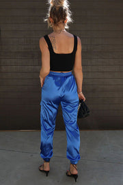 Something Great Satin Pocketed Elastic Waist Cargo Pants