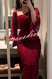 Fashionable Hollow Lace Elegant Slim Hot Diamond Maxi Dress