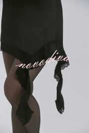 Fashionable Lace Asymmetrical Elegant Mini Skirt