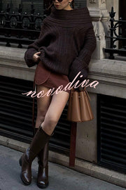 Fashionable Irregular Collar Loose Casual Knitted Sweater