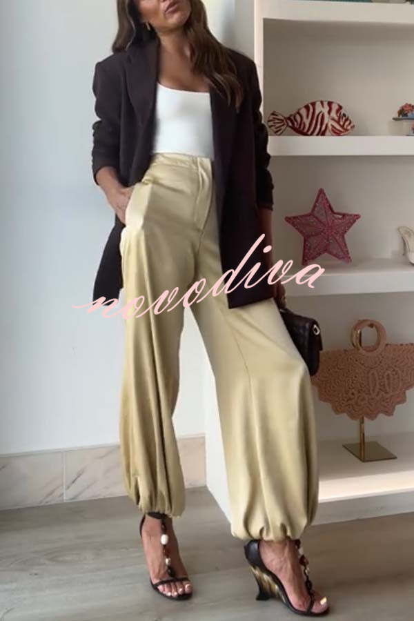 City Phantom Satin High Rise Pocket Aladdin Bloomers Pants