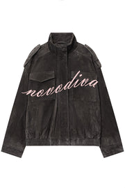 Fashionable Suede Loose Pocket Leather Jacket