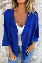 Solid Color Casual Lapel Faux Suede Cardigan Jacket