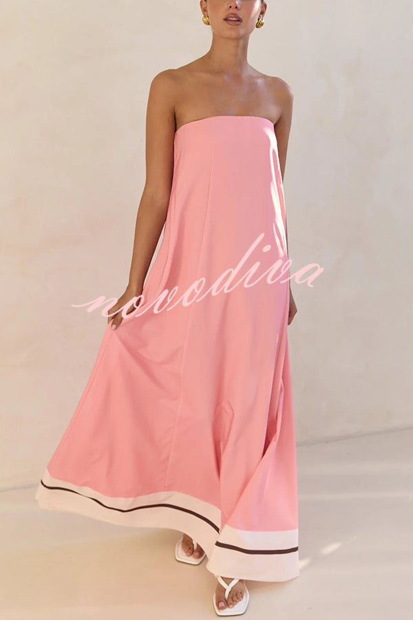 Unique Print Sexy Tube Top Back Zipper Loose Maxi Dress