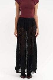 Sweet Festival Unique Lace Elastic Waist A-line Maxi Dress