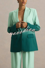 Enya Ombre Print Single Button Long Sleeve Lapel Loose Blazer