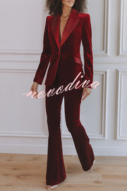 Delicate Daze Velvet High Rise Elastic Waist Flare Pants