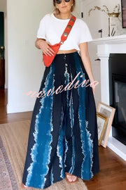 Relaxed and Bold Tie Dye High Rise Back Tie-up Oversized Wide Leg Pants