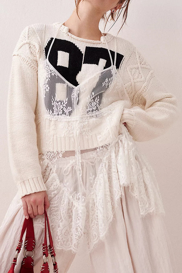 Fashionable Digital Jacquard Loose Long-sleeved Knit Sweater
