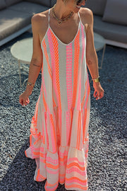 Away on Vacay Ethnic Print A-line Cami Maxi Dress