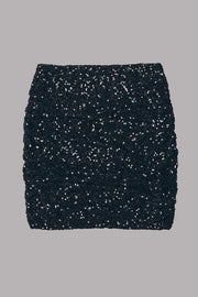 Best Item Sequin Side Ruched Elastic Waist Stretch Mini Skirt