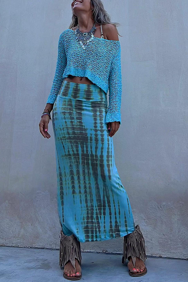 Adoring Memories Tie-dye Elastic Waist Maxi Skirt