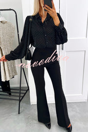 Fashionable Polka Dot Lantern Sleeve Loose Shirt