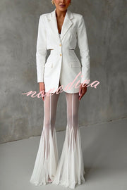 Deep Chic Mesh High Rise Elastic Waist Fishtail Stretch Pants