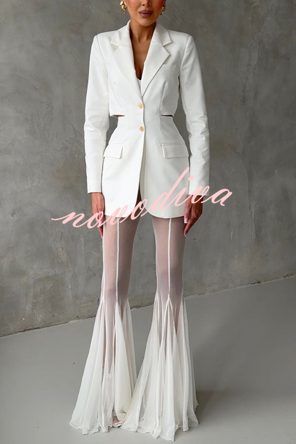 Deep Chic Mesh High Rise Elastic Waist Fishtail Stretch Pants