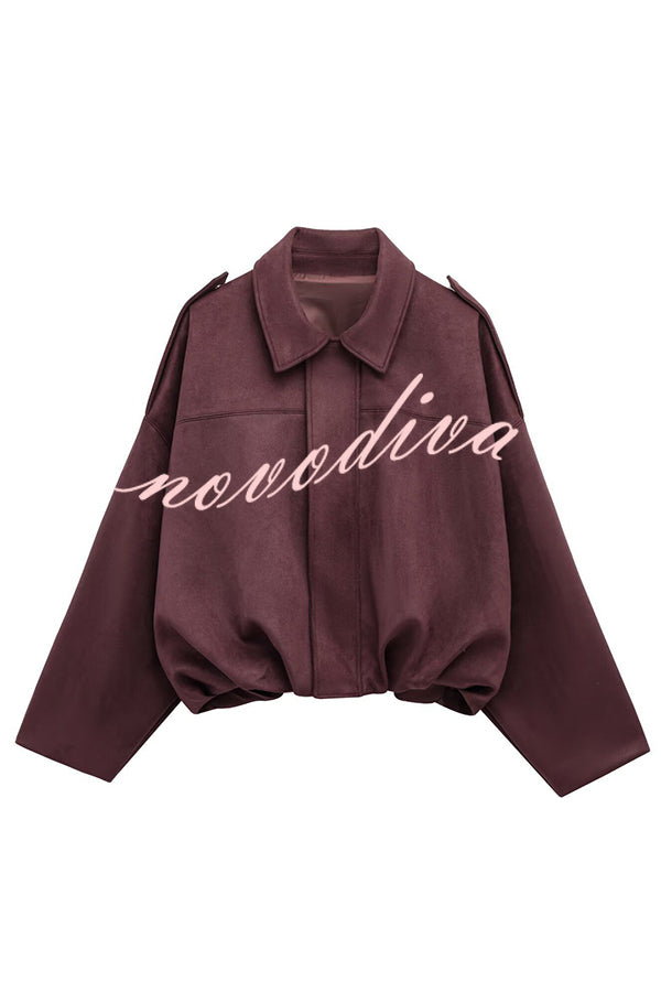 Fashion Lapel Long-sleeved Casual Bomber Jacket