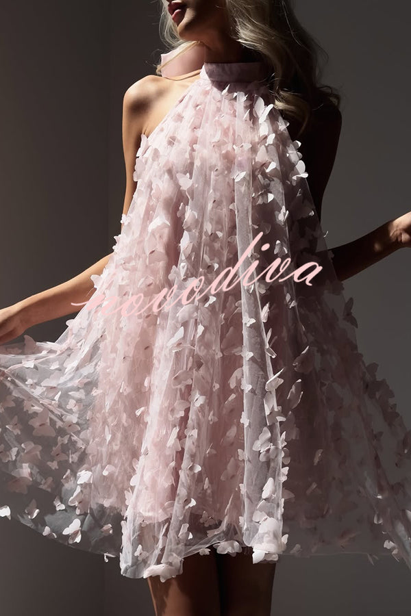 Stylish Backless Bow Elegant Butterfly Loose Mini Dress