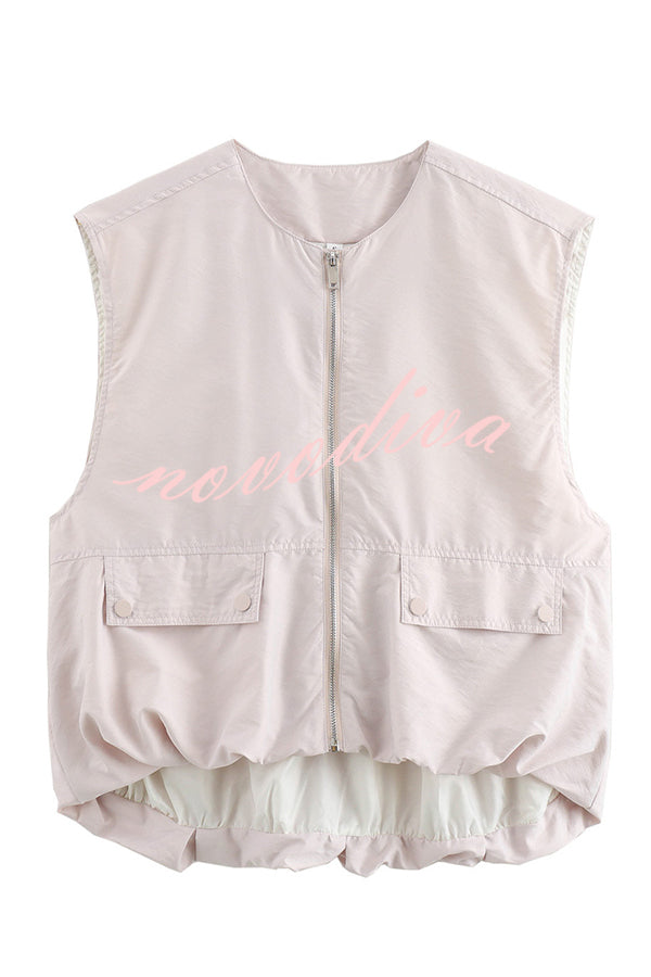 Fashionable Loose Sleeveless Pocket Casual Vest