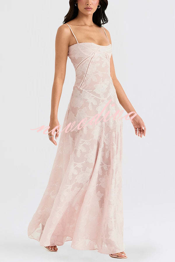 Fashion Sexy Suspenders See-through Holiday Slim Maxi Dress