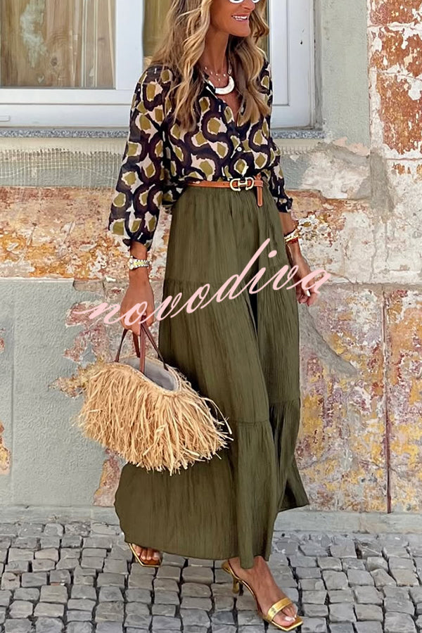 Solid Color Splicing Casual Vacation Maxi Skirt