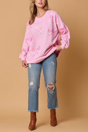 Christmas Bow Sequin Casual Loose Long-sleeved Sweatshirt