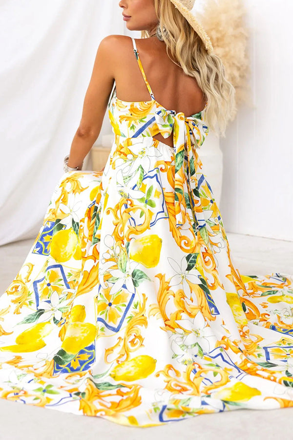 Summer Crush Abstract Print Back Tie-up Maxi Dress