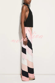 Unique Printed Sexy Backless Casual Wide Leg Jumpsuit