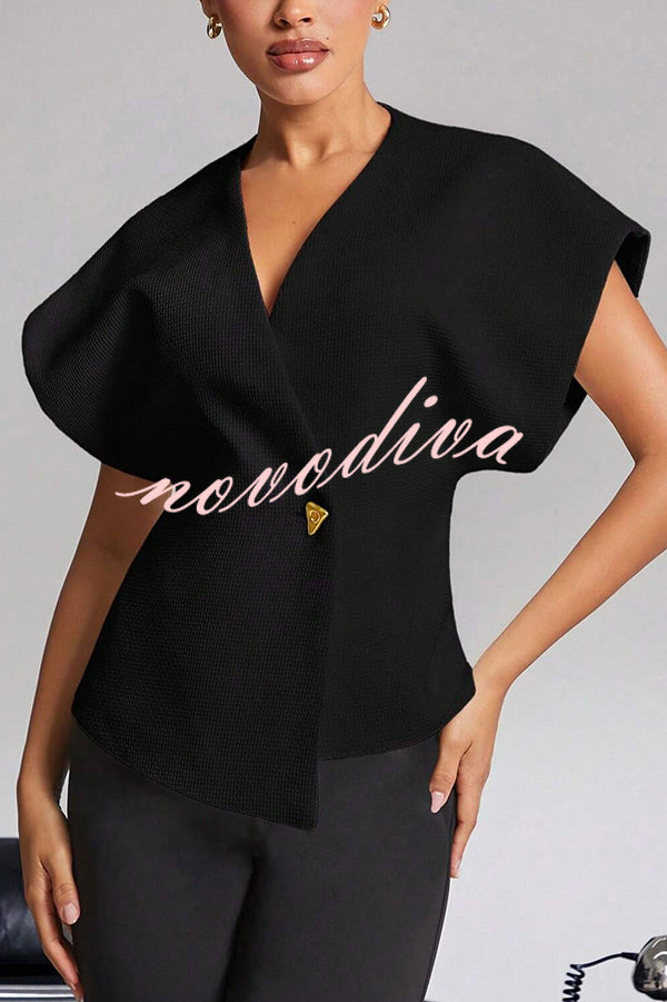 Fashion Button V-neck Asymmetrical Suit Vest