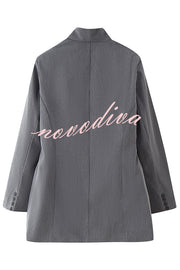 Solid Color Lapel Long Sleeve Casual Pocket Long Blazer