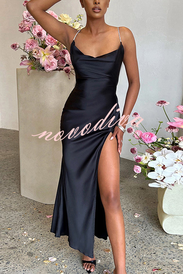 Sexy Backless Suspender High Slit Slim Maxi Dress