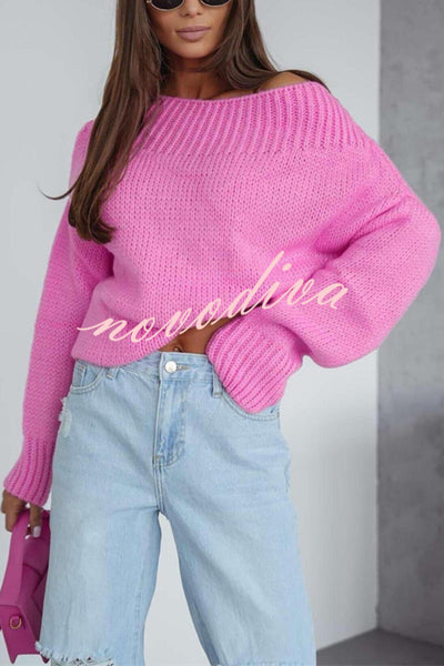 Solid Color Long-sleeved Round Neck Loose Knitted Sweater