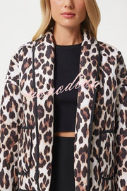 Leopard Print Loose Lapel Pocket Jacket