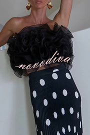 Eye-catching Organza Multi-layer Petal Ruffles Details Strapless Tank