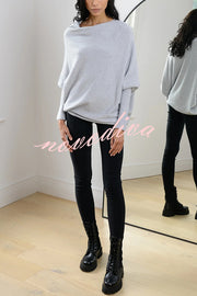 Solid Color Round Neck Long Sleeve Loose Knitted Sweater