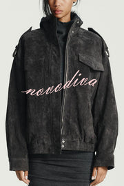 Fashionable Suede Loose Pocket Leather Jacket