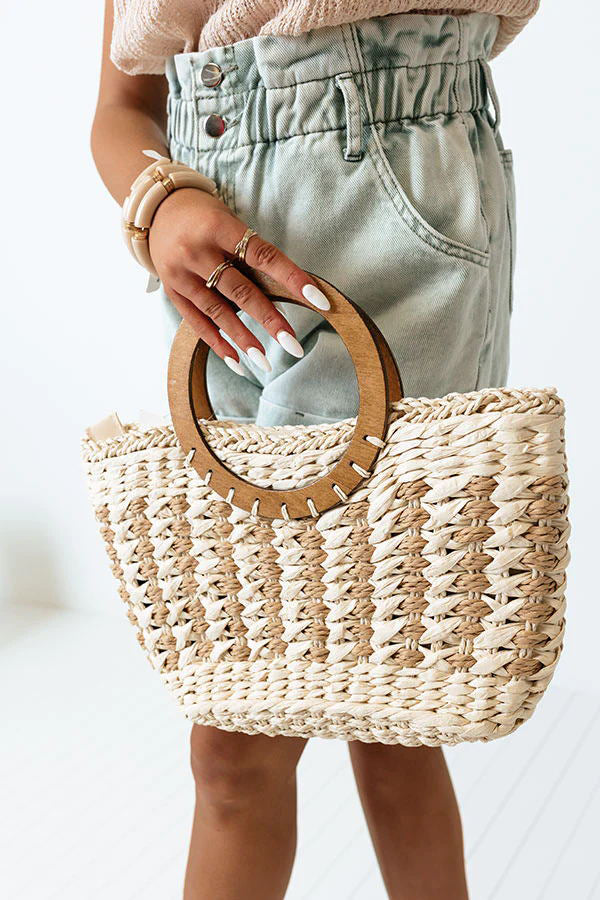 Retro Striped Woven Bag