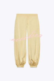 City Phantom Satin High Rise Pocket Aladdin Bloomers Pants
