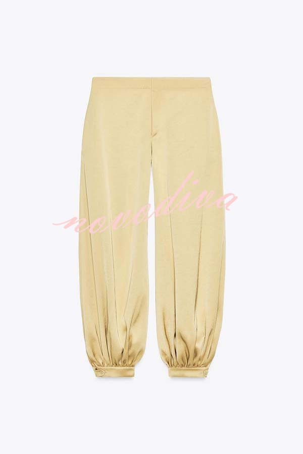 City Phantom Satin High Rise Pocket Aladdin Bloomers Pants