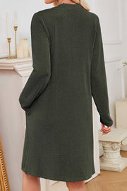 Solid Color Loose Long-sleeved Casual Knitted Mini Dress